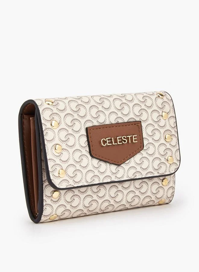 سيليست Stud Embellished Wallet with Button Closure